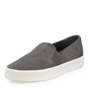 Vince Blair Loafer Gray Suede Sneaker Round Toe Flat Slip On 37.5 7.5 Wo…